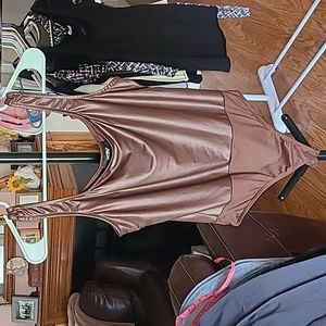 Just Polly Sleeveless Faux-Leather Bodysuit Size Large